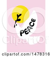 Poster, Art Print Of Dove With An Olive Branch And Peace Text Over Pink