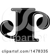 Clipart Of A Black And White Letter J Or Jr Royalty Free Vector Illustration