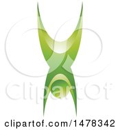 Clipart Of A Green Abstract Person Exercising Royalty Free Vector Illustration