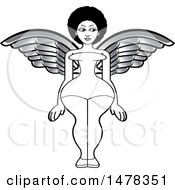 Clipart Of A Female Angel With Silver Wings Royalty Free Vector Illustration by Lal Perera