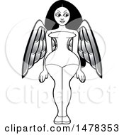 Clipart Of A Female Angel With Silver Wings And Long Hair Royalty Free Vector Illustration by Lal Perera