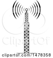Poster, Art Print Of Black And White Telecommunications Tower With Signals