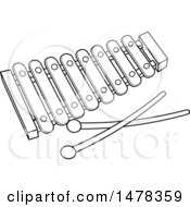 Clipart Of A Black And White Xylophone Royalty Free Vector Illustration
