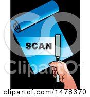 Clipart Of A Hand Using A Portable Scanner Royalty Free Vector Illustration by Lal Perera