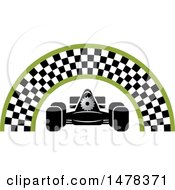 Race Car Under A Checkered Arch
