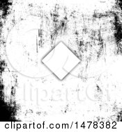 Clipart Of A Diamond Frame Over A Black And White Grunge Background Royalty Free Vector Illustration