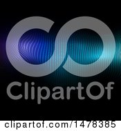 Clipart Of A Blue Flowing Dots Wave On Black Royalty Free Vector Illustration
