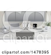 Clipart Of A 3d Office Desk Royalty Free Illustration
