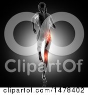 Poster, Art Print Of 3d Rear View Of A Woman Running With A Highlighted Hip And Knee