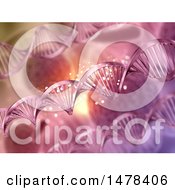 Poster, Art Print Of 3d Pink Dna Strand And Virus Background