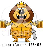 Poster, Art Print Of Chubby Lion Knight Holding Beers