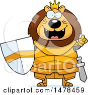 Clipart Of A Chubby Lion Knight With An Idea Royalty Free Vector Illustration by Cory Thoman