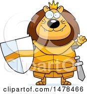 Poster, Art Print Of Chubby Lion Knight Waving