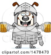Chubby Dog Knight Holding Beers
