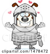 Chubby Dog Knight With Love Hearts And Open Arms