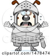 Clipart Of A Chubby Scared Dog Knight Royalty Free Vector Illustration