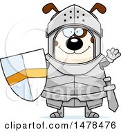 Clipart Of A Chubby Dog Knight Waving Royalty Free Vector Illustration