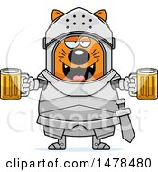 Poster, Art Print Of Chubby Cat Knight Holding Beers