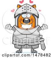 Chubby Cat Knight With Love Hearts And Open Arms