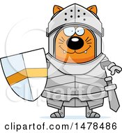 Clipart Of A Chubby Cat Knight Royalty Free Vector Illustration by Cory Thoman