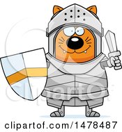 Poster, Art Print Of Chubby Cat Knight Holding A Sword And Shield