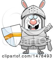 Clipart Of A Chubby Rabbit Knight With An Idea Royalty Free Vector Illustration