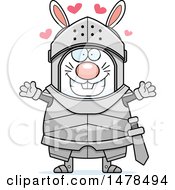 Clipart Of A Chubby Rabbit Knight With Love Hearts And Open Arms Royalty Free Vector Illustration by Cory Thoman