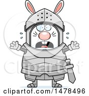 Clipart Of A Chubby Scared Rabbit Knight Royalty Free Vector Illustration