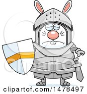 Clipart Of A Chubby Sad Rabbit Knight Royalty Free Vector Illustration by Cory Thoman