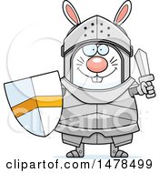 Poster, Art Print Of Chubby Rabbit Knight Holding A Sword And Shield