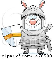 Clipart Of A Chubby Rabbit Knight Waving Royalty Free Vector Illustration by Cory Thoman