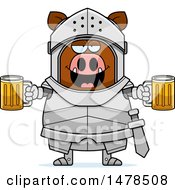 Poster, Art Print Of Chubby Boar Knight Holding Beers