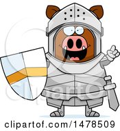 Poster, Art Print Of Chubby Boar Knight With An Idea