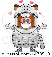 Chubby Boar Knight With Love Hearts And Open Arms