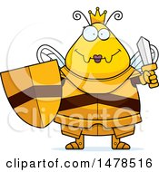 Chubby Queen Bee In Armor Holding A Sword And Shield