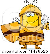 Poster, Art Print Of Chubby Bee Knight Holding A Sword And Shield