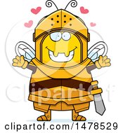 Poster, Art Print Of Chubby Bee Knight With Love Hearts And Open Arms