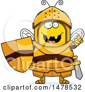 Clipart Of A Chubby Bee Knight With An Idea Royalty Free Vector Illustration