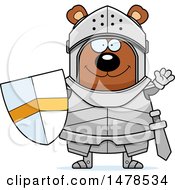 Clipart Of A Chubby Bear Knight Waving Royalty Free Vector Illustration