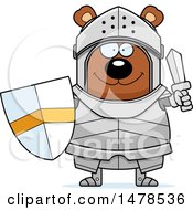Poster, Art Print Of Chubby Bear Knight Holding A Shield And Sword