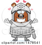 Poster, Art Print Of Chubby Bear Knight With Love Hearts And Open Arms