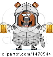 Clipart Of A Chubby Bear Knight Holding Beers Royalty Free Vector Illustration by Cory Thoman
