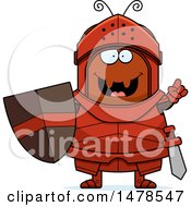 Clipart Of A Chubby Ant Knight With An Idea Royalty Free Vector Illustration