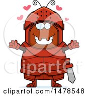 Poster, Art Print Of Chubby Ant Knight With Love Hearts And Open Arms