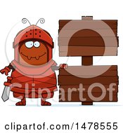 Clipart Of A Chubby Ant Knight By Wood Signs Royalty Free Vector Illustration