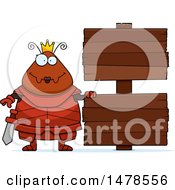 Clipart Of A Chubby Queen Ant In Armor By Wood Signs Royalty Free Vector Illustration