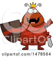 Clipart Of A Chubby Queen Ant In Armor With An Idea Royalty Free Vector Illustration