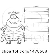 Clipart Of A Chubby Lineart Queen Ant In Armor By Wood Signs Royalty Free Vector Illustration