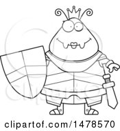 Clipart Of A Chubby Lineart Queen Ant In Armor Royalty Free Vector Illustration by Cory Thoman