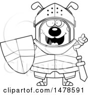 Chubby Outline Dog Knight With An Idea